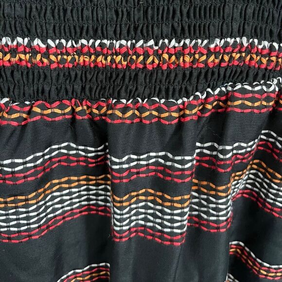 Hutch Reva Stripes Smocked Midi Length Dress Black Red - Picture 6 of 7